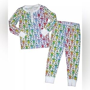 Roller Rabbit Multicolor disco Monkey Print Kids Pajamas